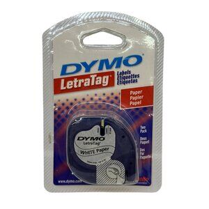 Dymo LetraTag Label Tape Refill White Paper 1/2" x 13' 2-Pack NIP Self-adhesive